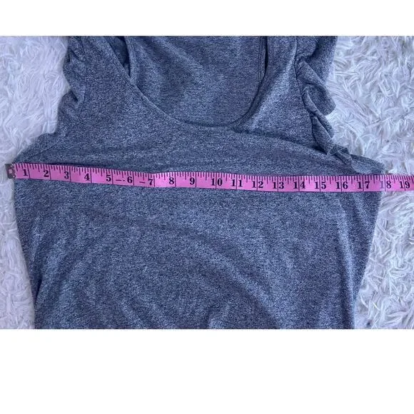 Gap Women's Sz M Tall Heather Gray Ruffle Trim Lightweight Racerback Tank #0483 - Picture 9 of 9